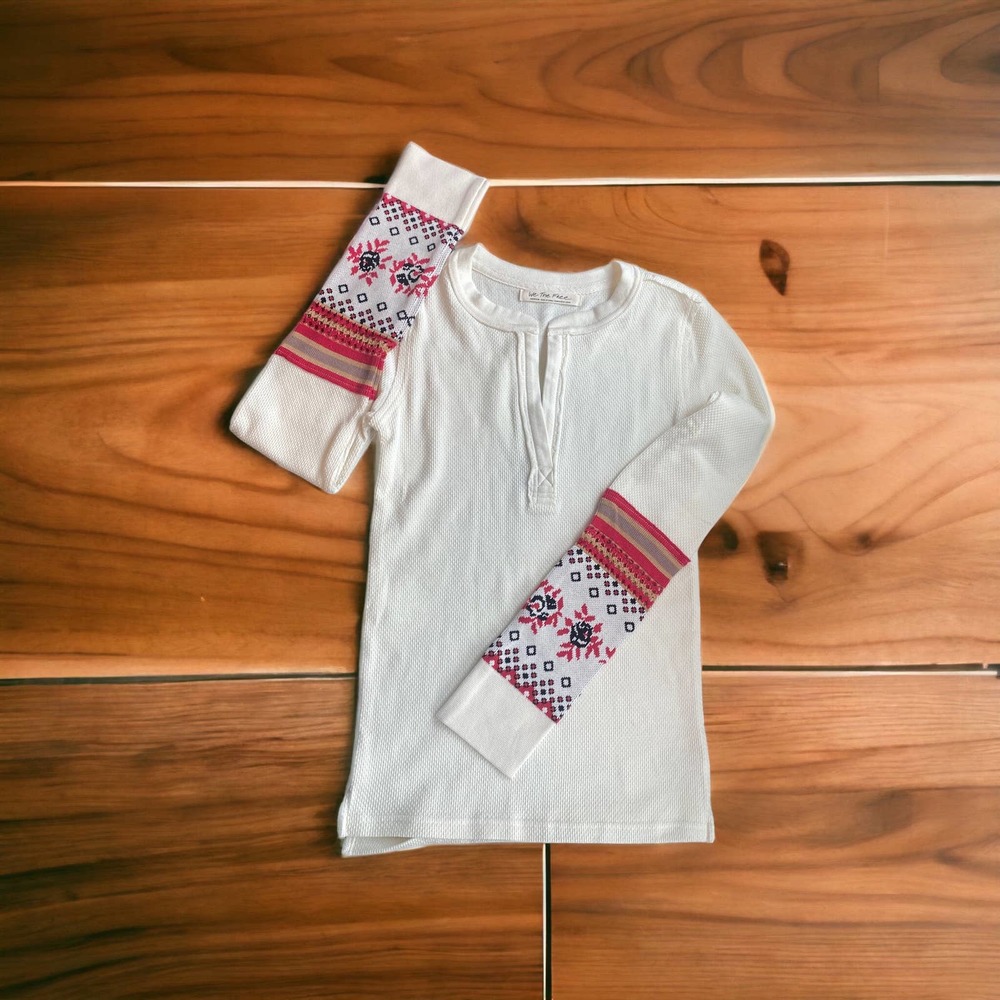 Free People Mikah Layering Knit Cuff Thermal Top V- Neck